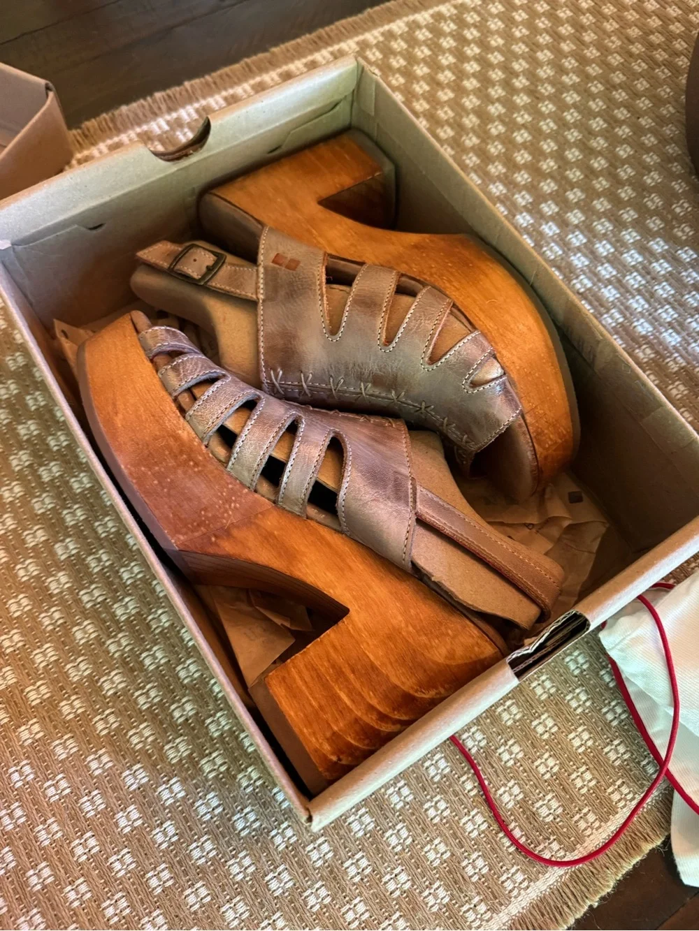Bedstu Womens Fontella Wood Platform Slingback Sandal Sz 8.5 Boho Country Chic